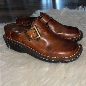 Earth Spirit Gelron 2000’s leather slip-on clogs in brown boho/hippie